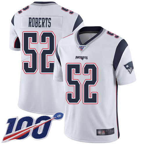 New England Patriots Football #52 100th Season Limited White Men Elandon Roberts Road NFL Jersey